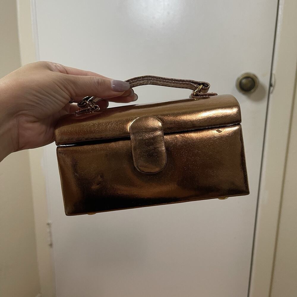 Vintage La Regale Copper Gold metallic evening clutch rectangle crossbody